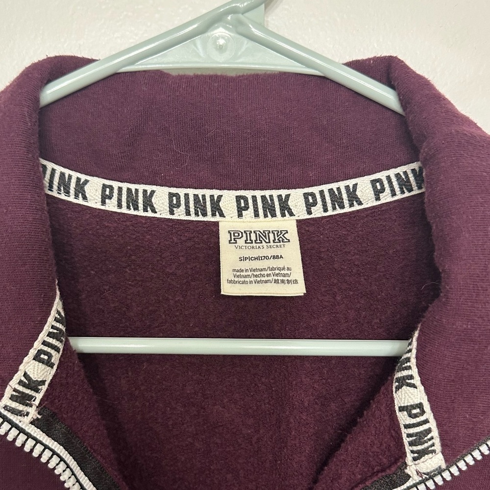 PINK Victoria's Secret Burgundy Quarter Zip Sweater - Picture 4 of 5